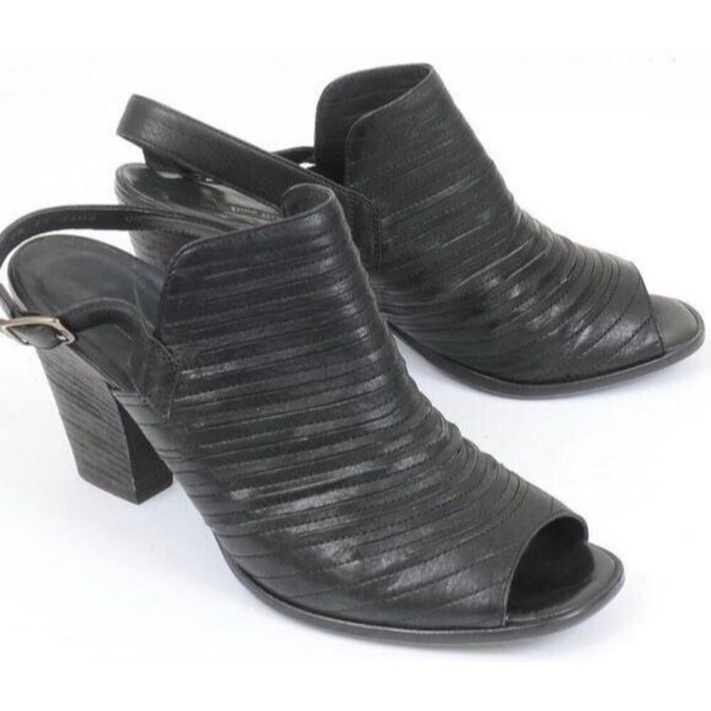 Paul Green Waverly Women's 7.5 Black Leather Peep Toe Goth Slingback Sandals